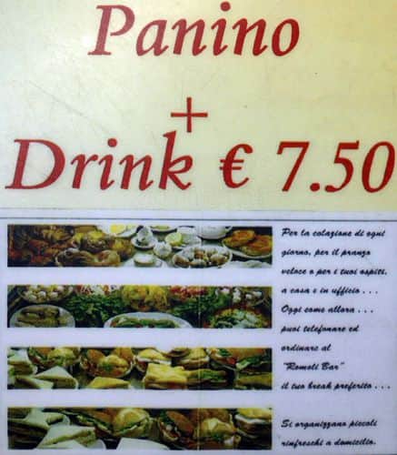 Menu di Romoli Bar 