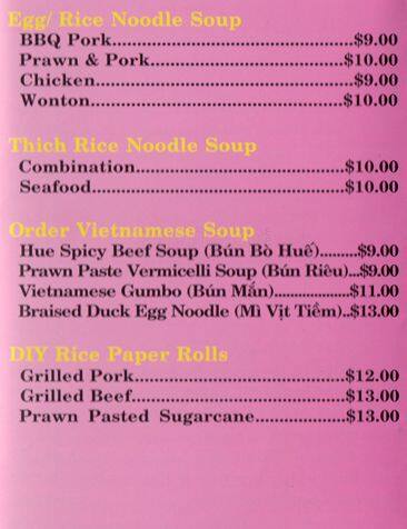 Cam Ranh menu