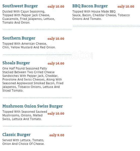Menu at Shoals Grill pub & bar, Mooresville