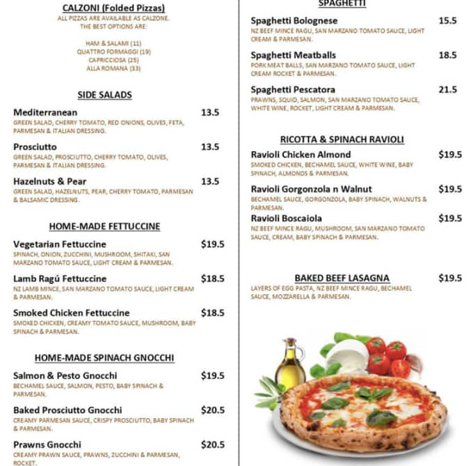 That's Amore Menu, Menu for That's Amore, Huapai, Auckland - Menumania ...