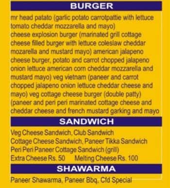 Chalta Firta Dhaba menu