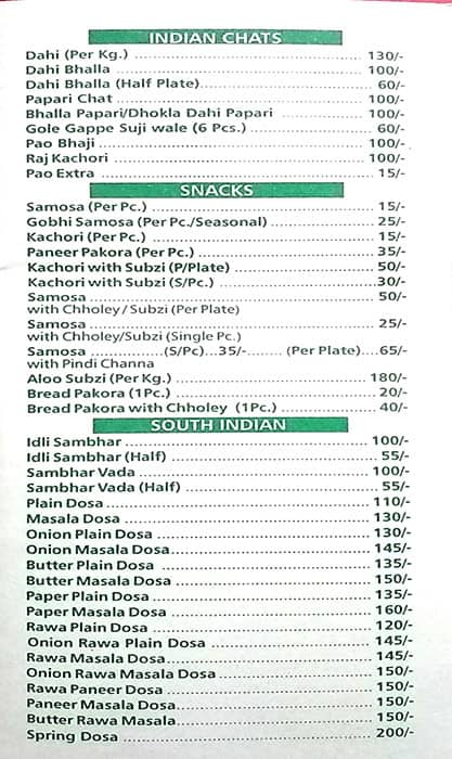 Raees Standard Menu Menu at Standard sweets & restaurant, New Delhi, B