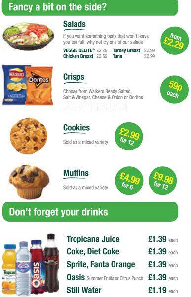 Subway menu