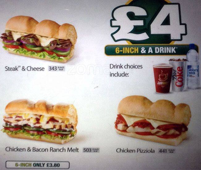 Subway menu