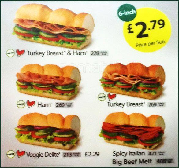 Subway menu
