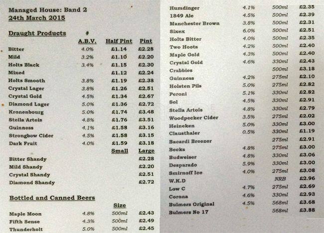 Menu at Ashley Brook pub & bar, Salford