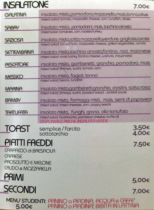 Menu di Sottotorchio 