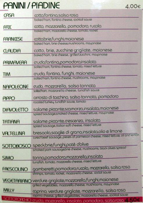 Menu di Sottotorchio 