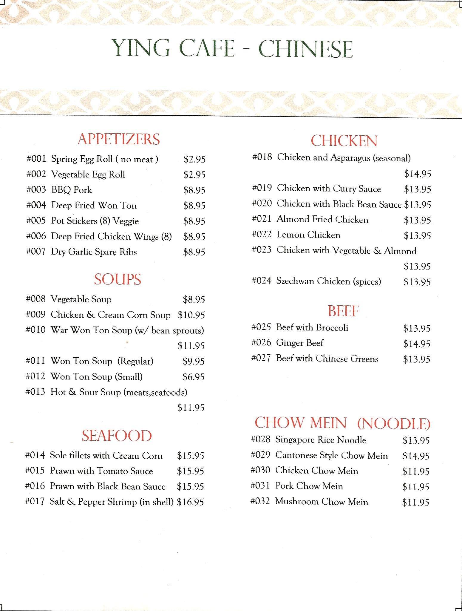 Ying Cafe Menu, Menu for Ying Cafe, Rossland, Rossland Urbanspoon/Zomato
