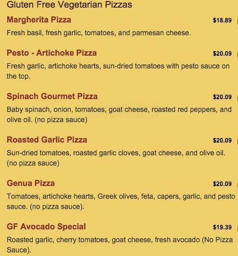 Carta de Domani Pizzeria and Restaurant