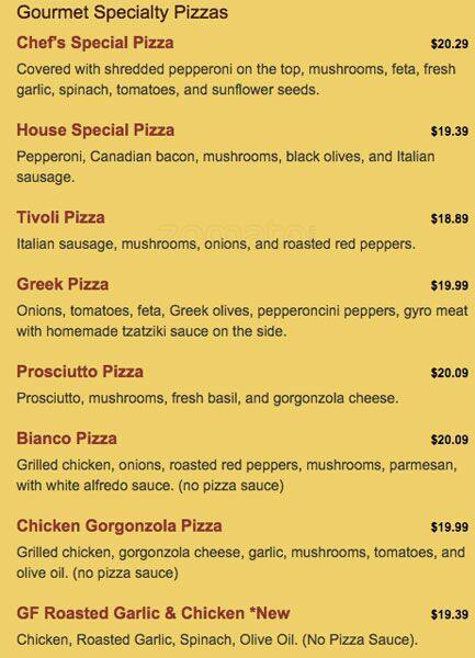 Carta de Domani Pizzeria and Restaurant