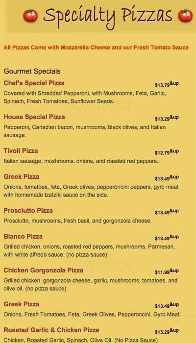Carta de Domani Pizzeria and Restaurant