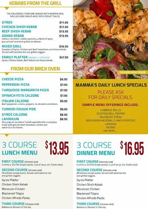 Carta de Turquoise Grill
