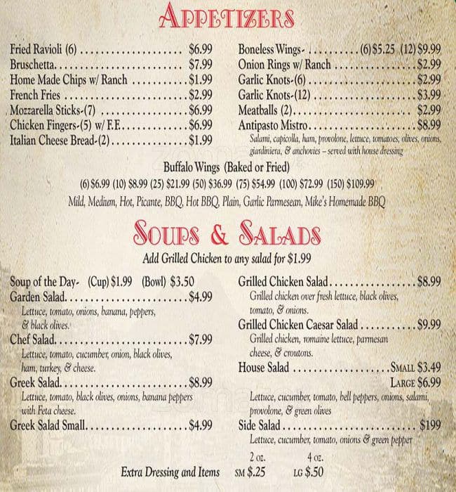 Giovanni's Pizza & Pasta a Charlotte Foto del Menu con Prezzi