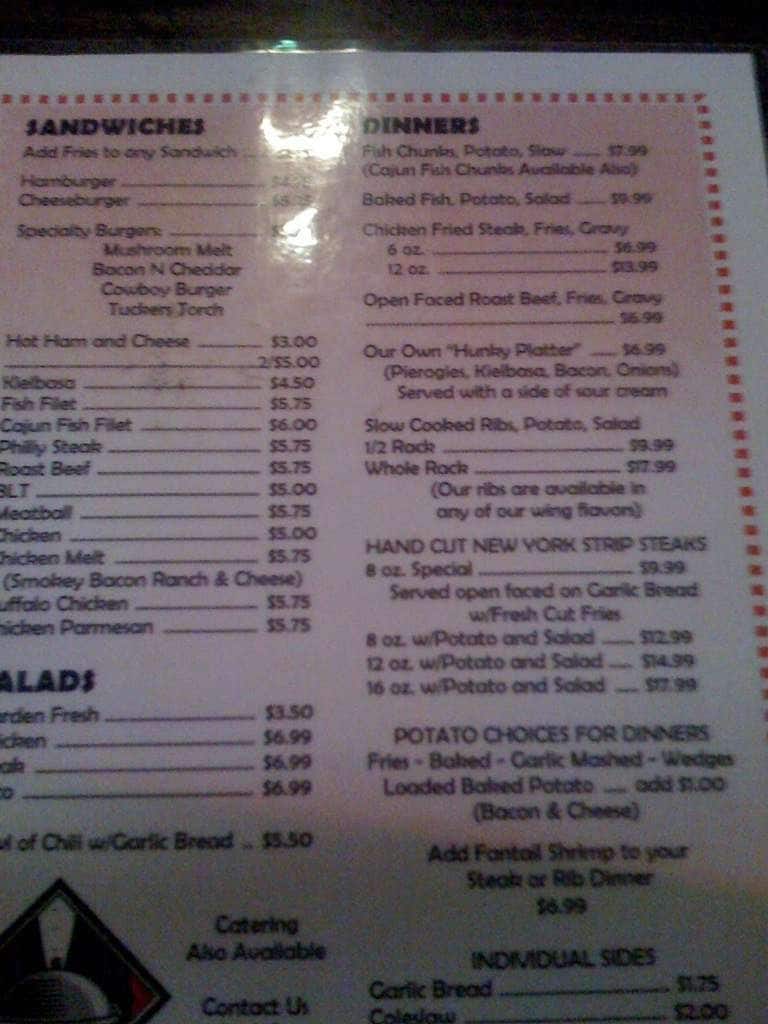 Menu at Tucker's Tavern pub & bar, Toronto