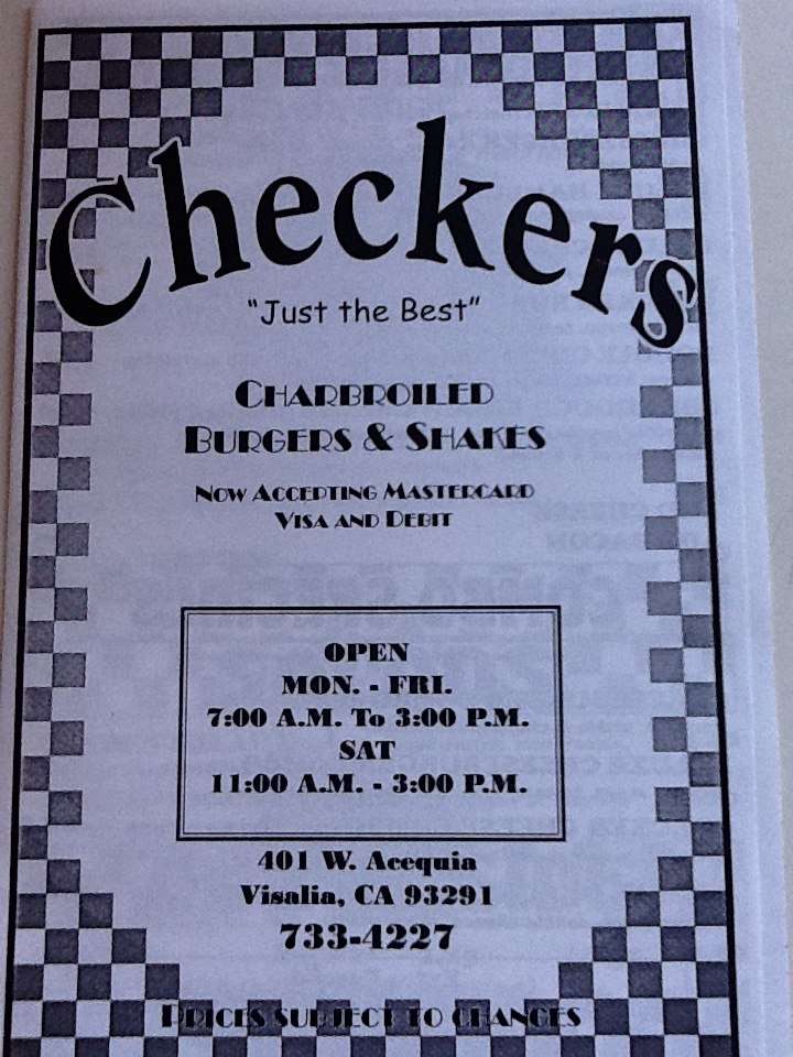 Checkers "Just the Best" Menu Urbanspoon/Zomato