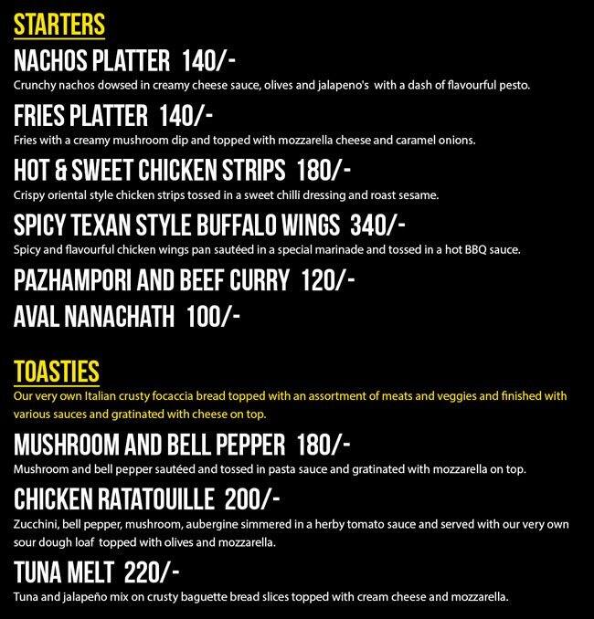 Cafe Papaya Menu, Menu v reštaurácii Cafe Papaya, Palarivattom, Kochi