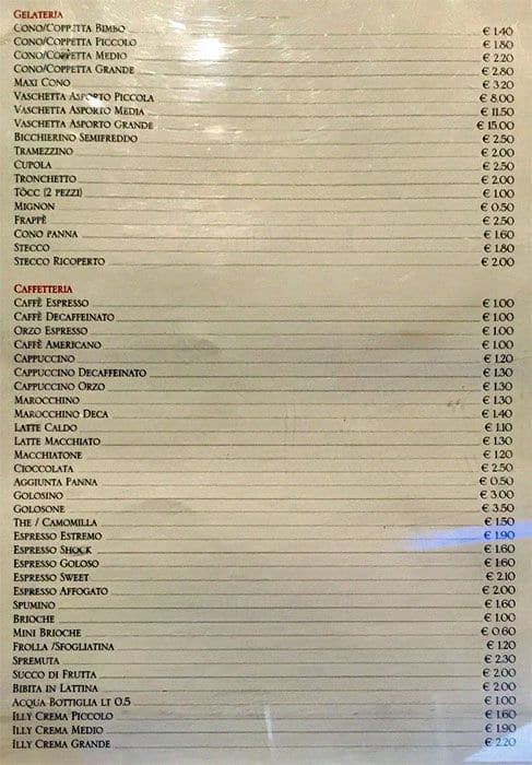 Menu di CremAmore 