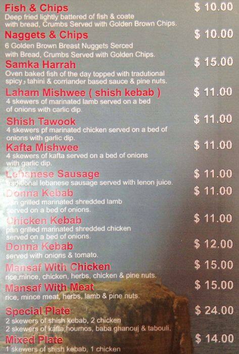 La Roche menu
