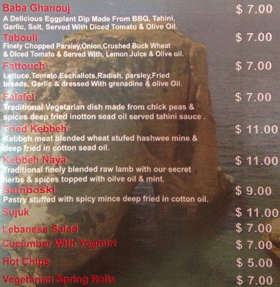 La Roche menu
