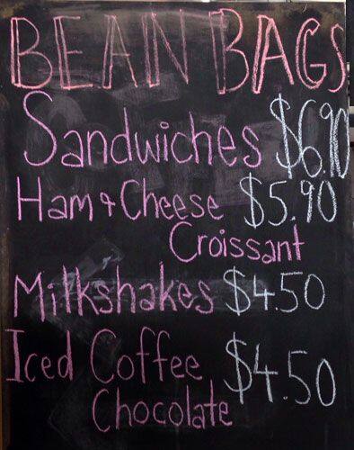 Bean Bags menu