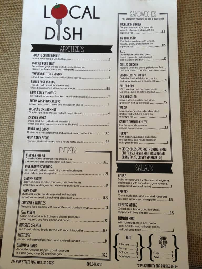 Local Dish menu, Menu restauracji Local Dish, Fort Mill, Charlotte ...