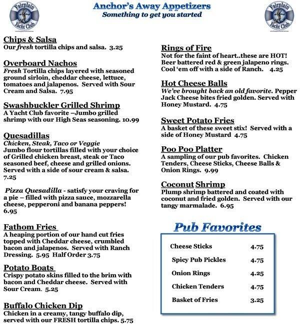Fairplain Yacht Club Menu Menu For Fairplain Yacht Club Ripley Ripley