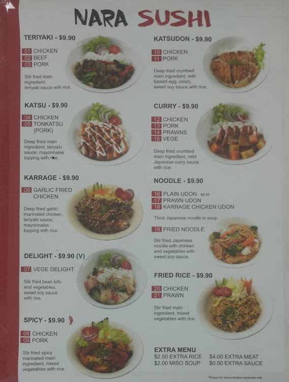 Nara Sushi Menu Menu For Nara Sushi Regents Park Brisbane