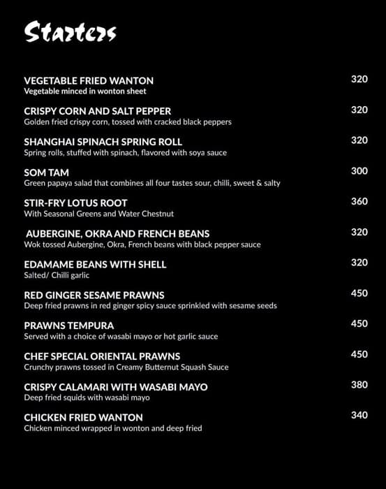 The Red Ginger menu