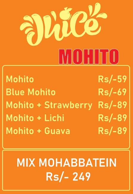 Menu of Juice Junction, Malad West, Mumbai