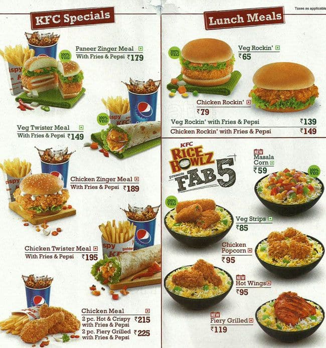 KFC Menu, Menu for KFC, RS Puram, Coimbatore - Zomato