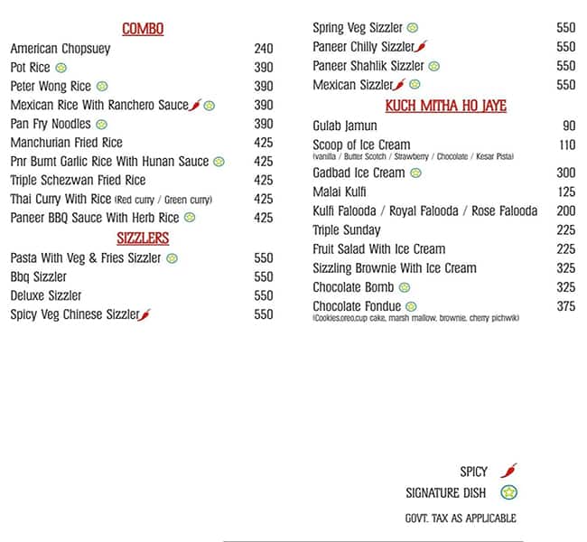 Menu at Daffodils 23 Veg Restaurant and bar, Mumbai, Link House