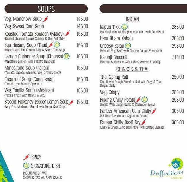 Daffodils 23 Menu, Menu for Daffodils 23, Malad West, Mumbai Zomato