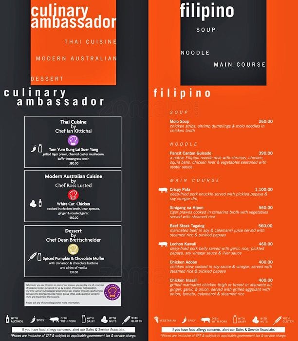 Seven Corners Restaurant Crowne Plaza Manila Galleria Menu Zomato