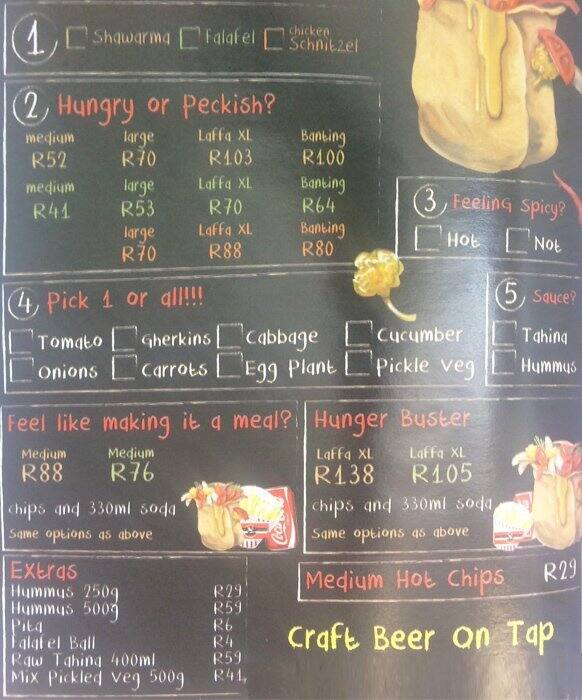 Menu at shawarma express restaurant, Cape Town, 315 Main Rd