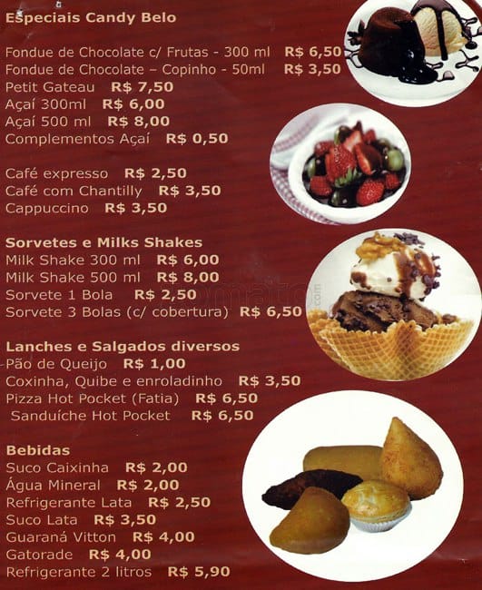 Menu At Candy Belo Desserts Brasilia