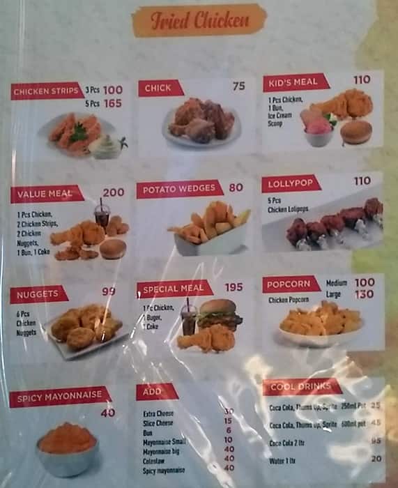 Menu at Ice Magic, Hyderabad