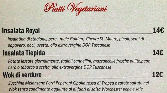 Menu di MIRO - Osteria del Cinema 