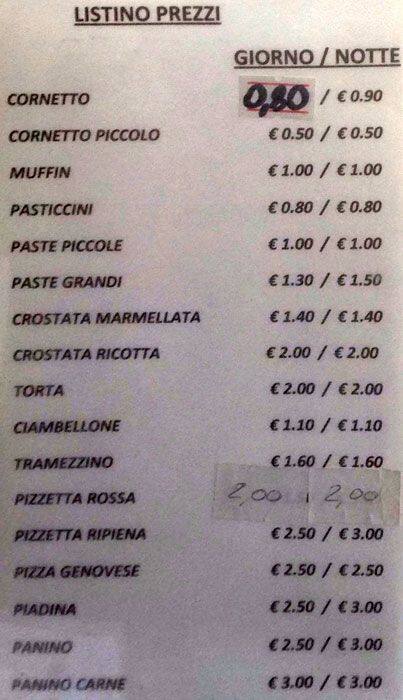 Menu di C'era Una Volta Il Caffè Villa Gordiani 