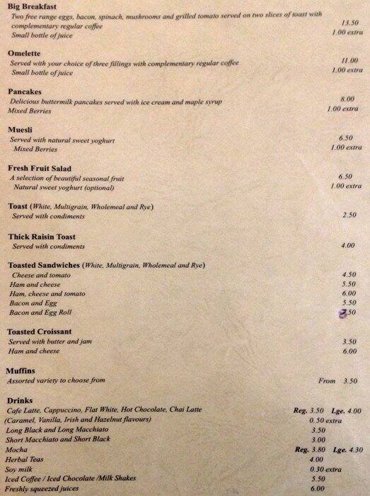 Cafe Lansdowne Menu, Menu for Cafe Lansdowne, East Melbourne, Melbourne