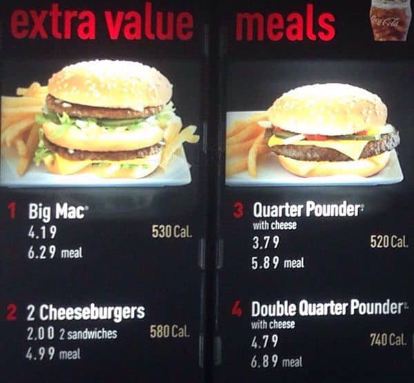Menu at McDonald's fast food, Thornton, 611 E 120th Ave