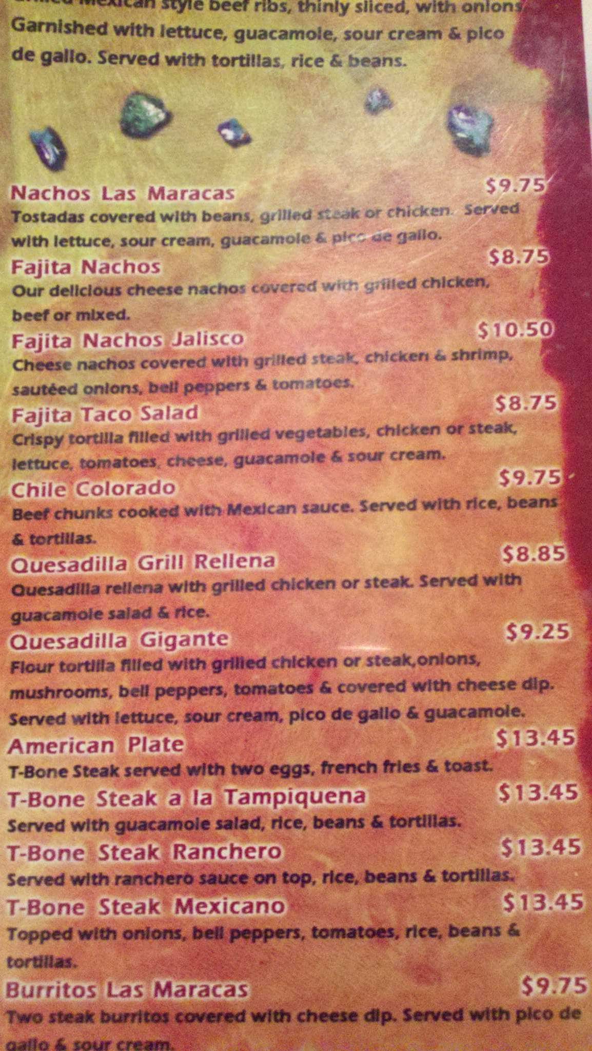 Las Maracas a Nashville Foto del Menu con Prezzi Urbanspoon/Zomato