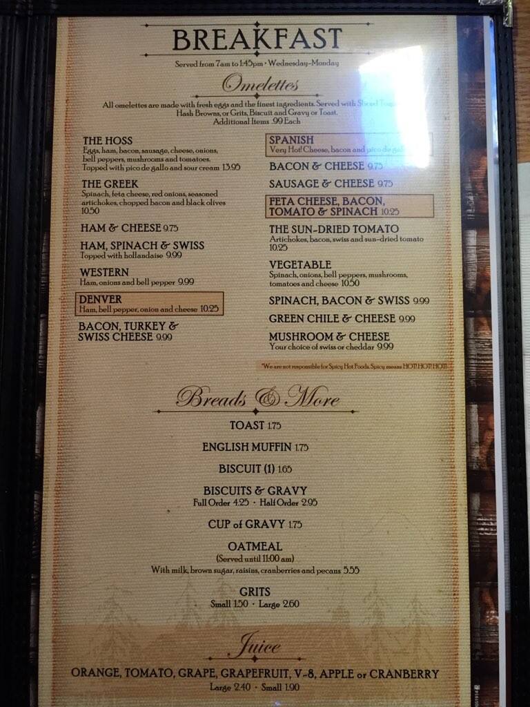Log Cabin Restaurant Menu Menu For Log Cabin Restaurant Ruidoso