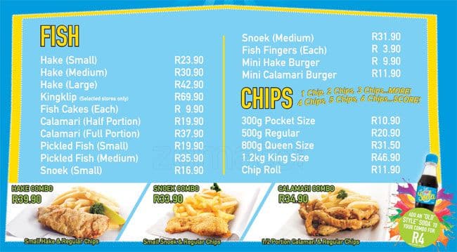 Fish & Chips Menu, Menu for Fish & Chips, Kuilsriver, Cape Town - Zomato SA