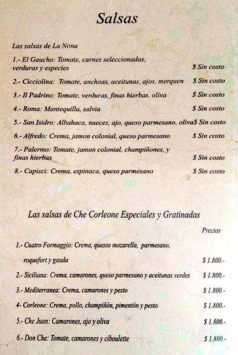 Che Corleone menu