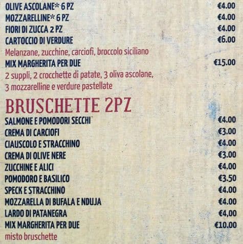 Menu di Margherita 