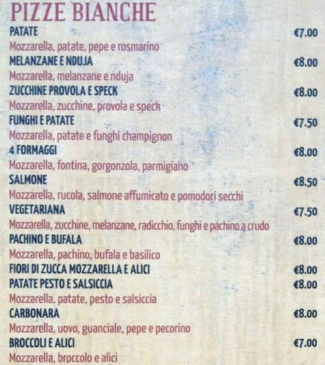 Menu di Margherita 