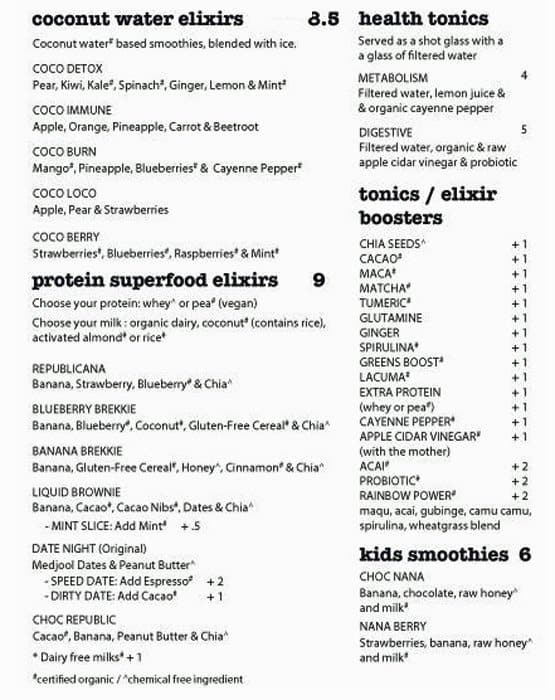 Menu at Nutrition Republic Goodwood, Goodwood, Shop 1/100 King William Rd