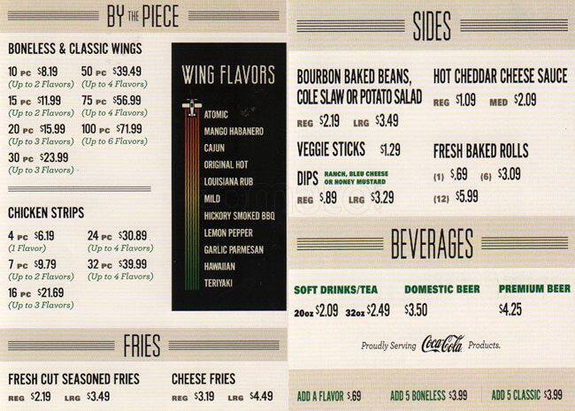 Wingstop menu