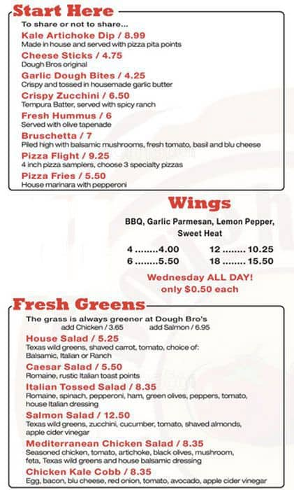 Dough Bro's Menu, Menu for Dough Bro's, Far North Dallas, Dallas ...